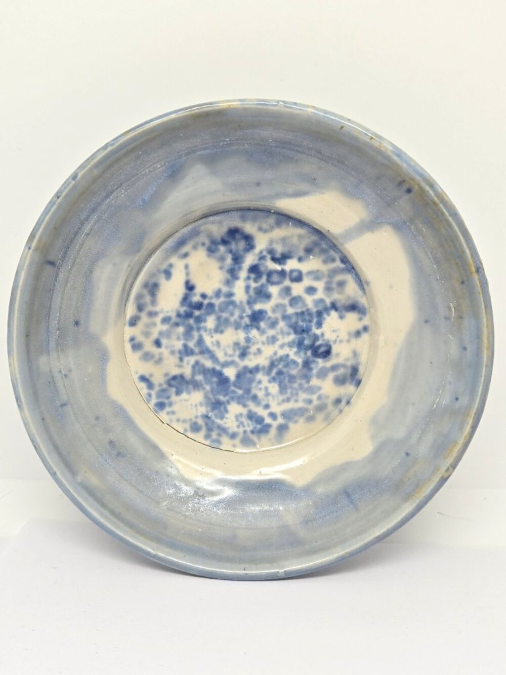 Blue and White Studio Pottery Bowl, 6.25" Diameter, 1989